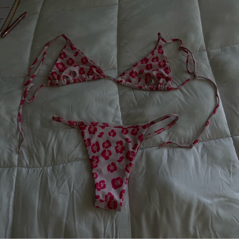 Pink Cheetah Print Bikini Set - image 3